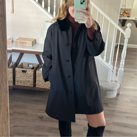 Burberry Black Double Breasted Peacoat Camel Hair Collar - Picture 1 of 12